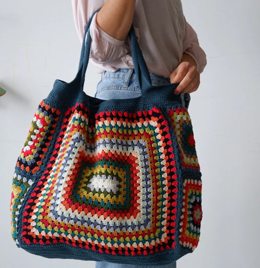 Boho Chic Crochet Tote Shoulder Bag