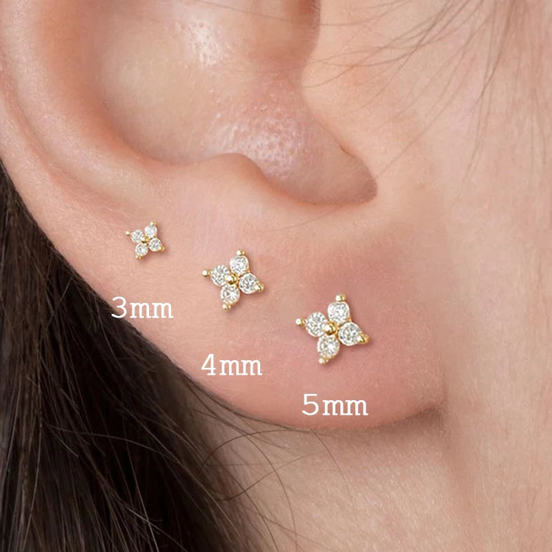 Delicate Floral Stud Earrings: Gold-Plated Zirconia