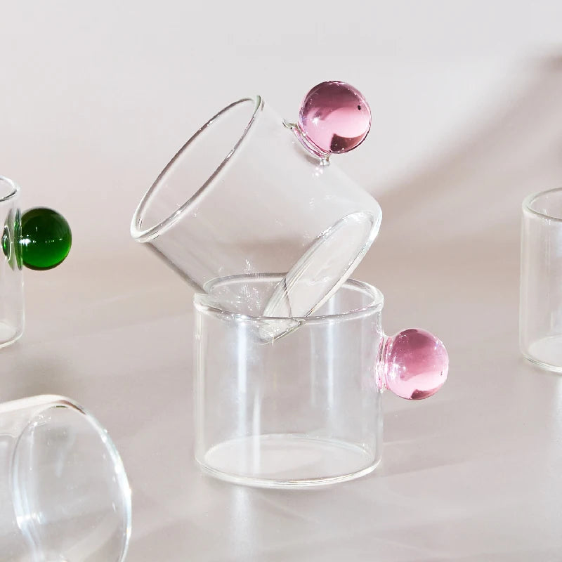 Glass Espresso Cup with Playful Ball Handle